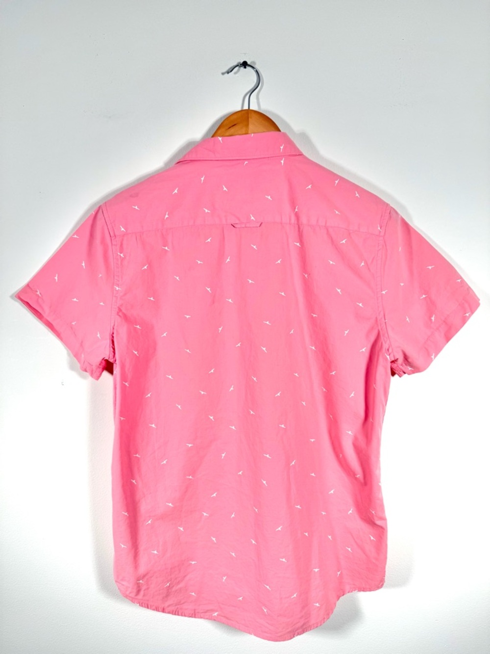 Denim & Flower Ricky Singh Pink Bird Slim Fit Short Sleeve Button Down Shirt S - Picture 3 of 12